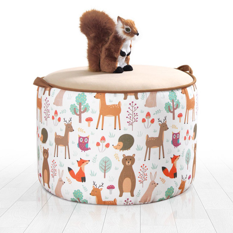 Kabbi 44cm Wide Round No Pattern Footstool Ottoman