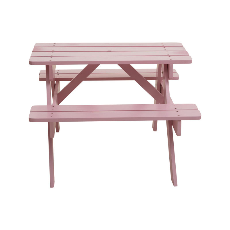 Hyun Kids Solid Wood Rectangular Outdoor Table Or Chair and Chair Set, Pink