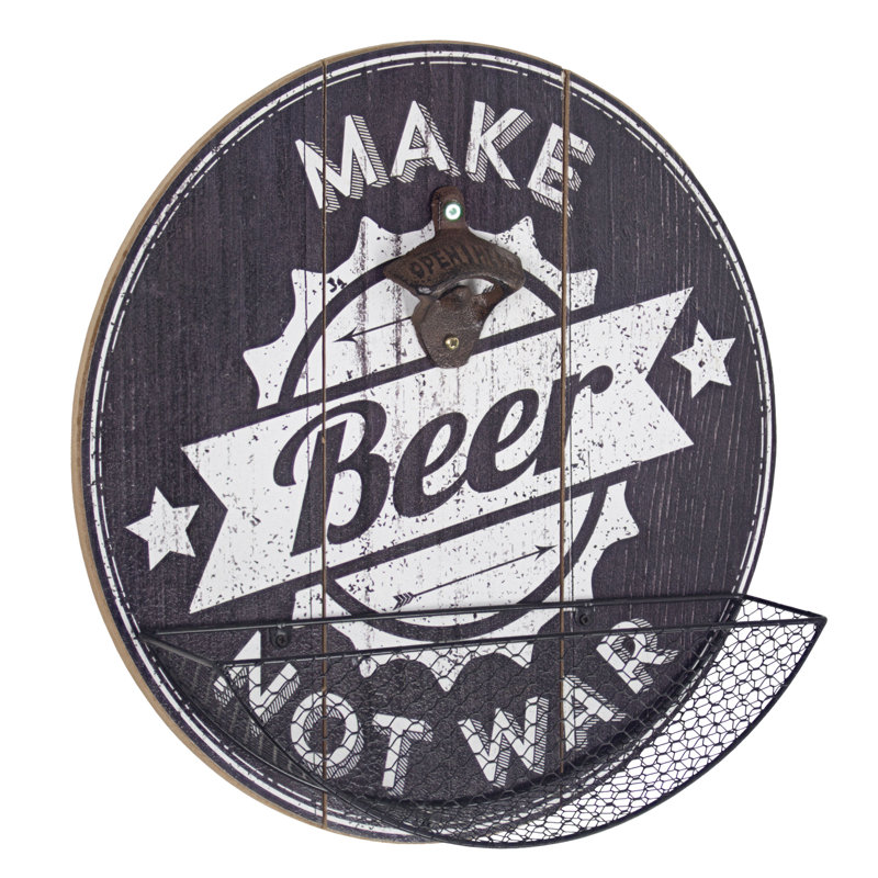 Ouvre-bouteille Ophelia & Co. Make Beer Not War - 14 po x 14 po x 3,25 po