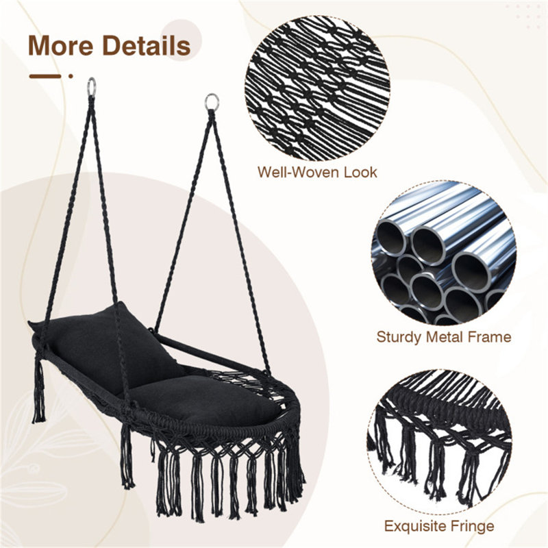 Balancelle suspendue Boho, Black