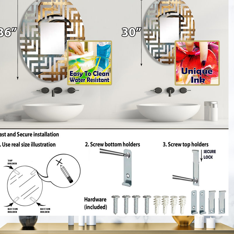 Miroir décoratif doré et noir Timeless Turn III - Maze MIR106214 O, L 20 po x H 30 po