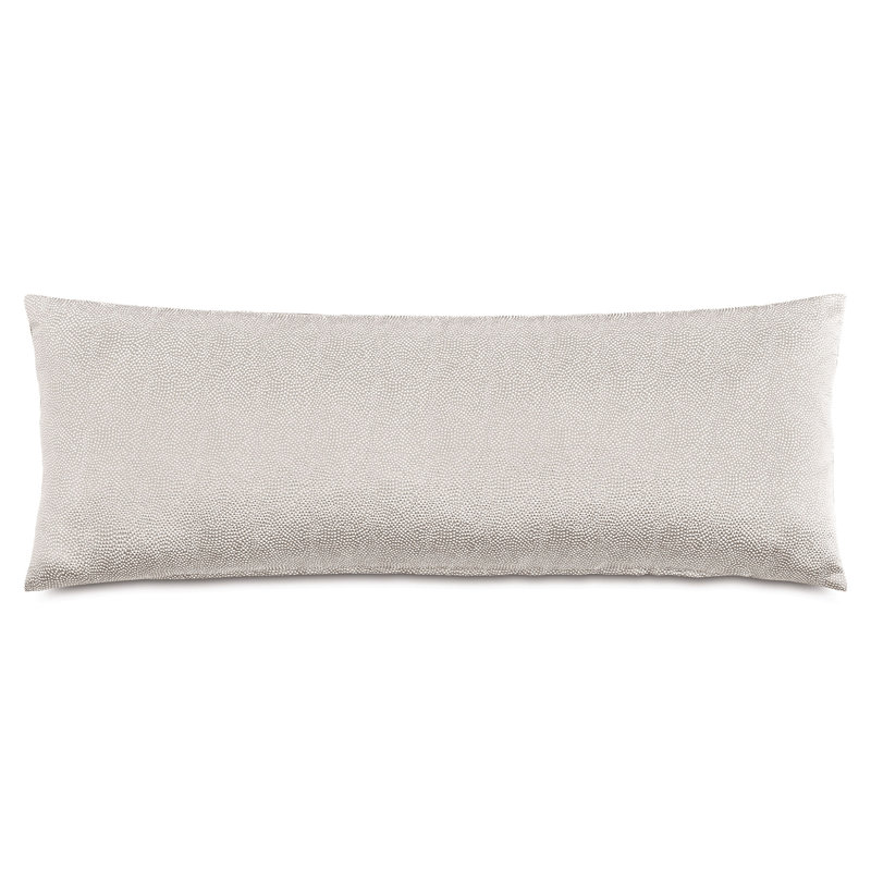 Beige Embroidered Rectangular Lumbar Accent Pillow with Polyester Insert