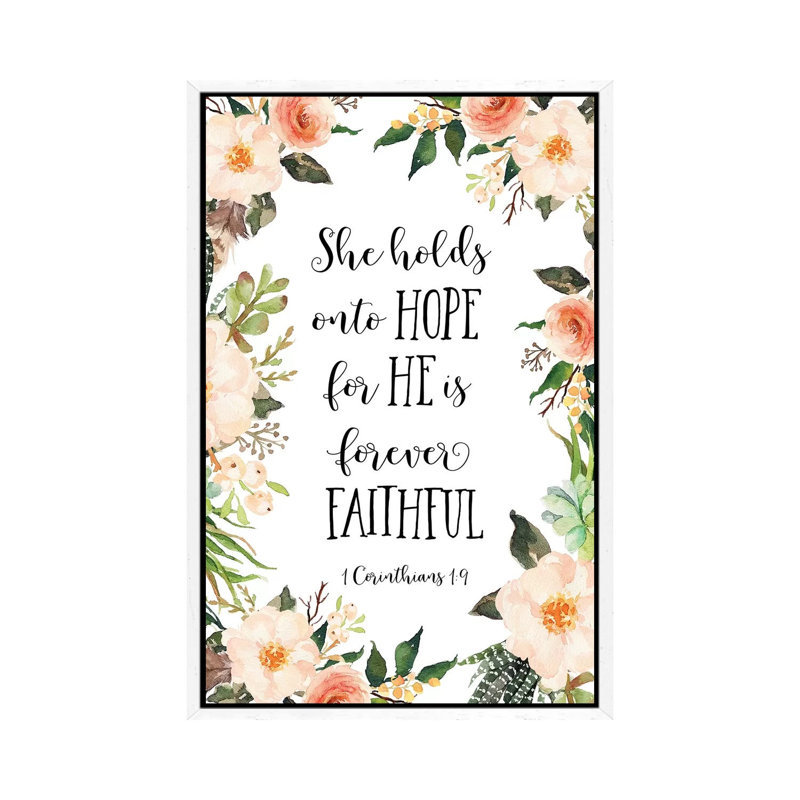 She Holds Onto Hope For He Is Forever Faithful, 1 Corinthians 19 - Print on Canvas, 66.04cm H x 45.72cm W x 3.81cm D