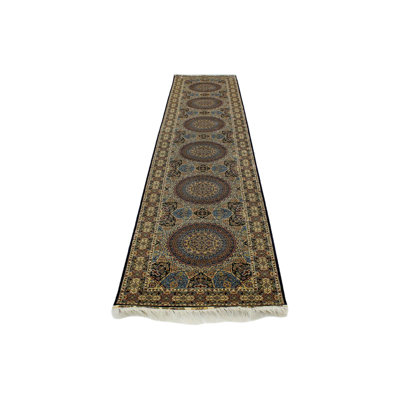 3x12 Blue and Gold Turkish Runner