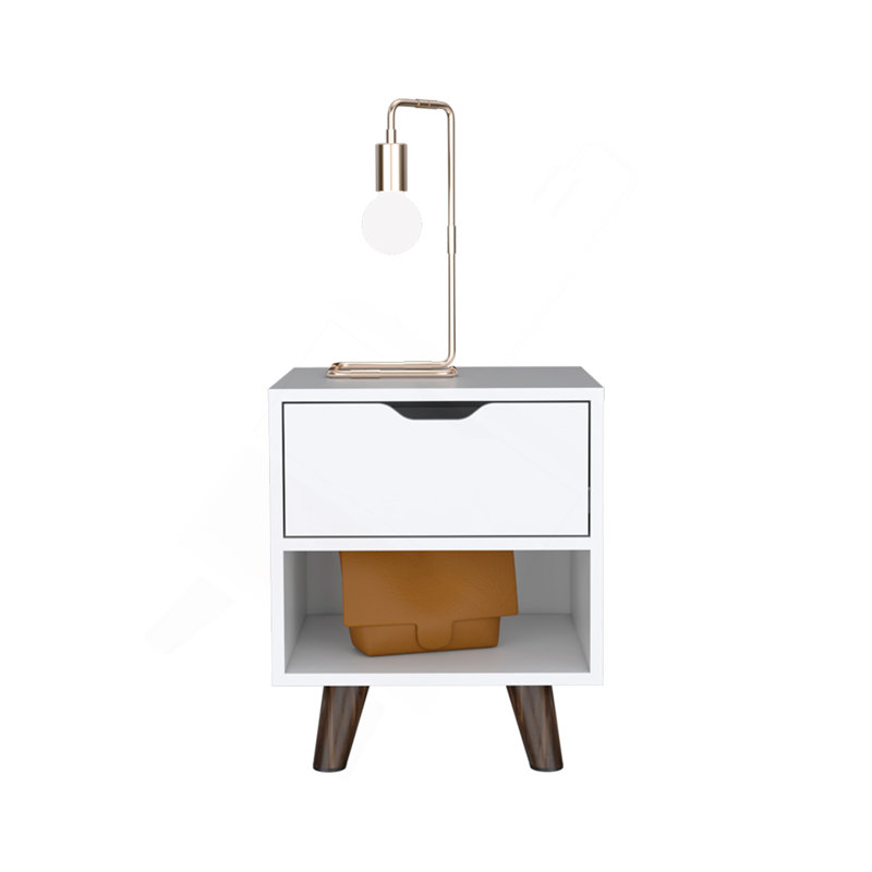 Table de chevet Carleen, blanc, Blanc