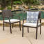  Chaises de salle à manger d'extérieur en osier avec coussins crème, fauteuils de patio en rotin toutes saisons, ensemble de 2, brun