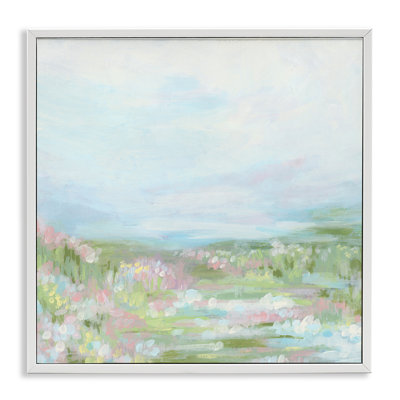 Pastel Flower Field White Framed Giclee Art by June Erica Vess