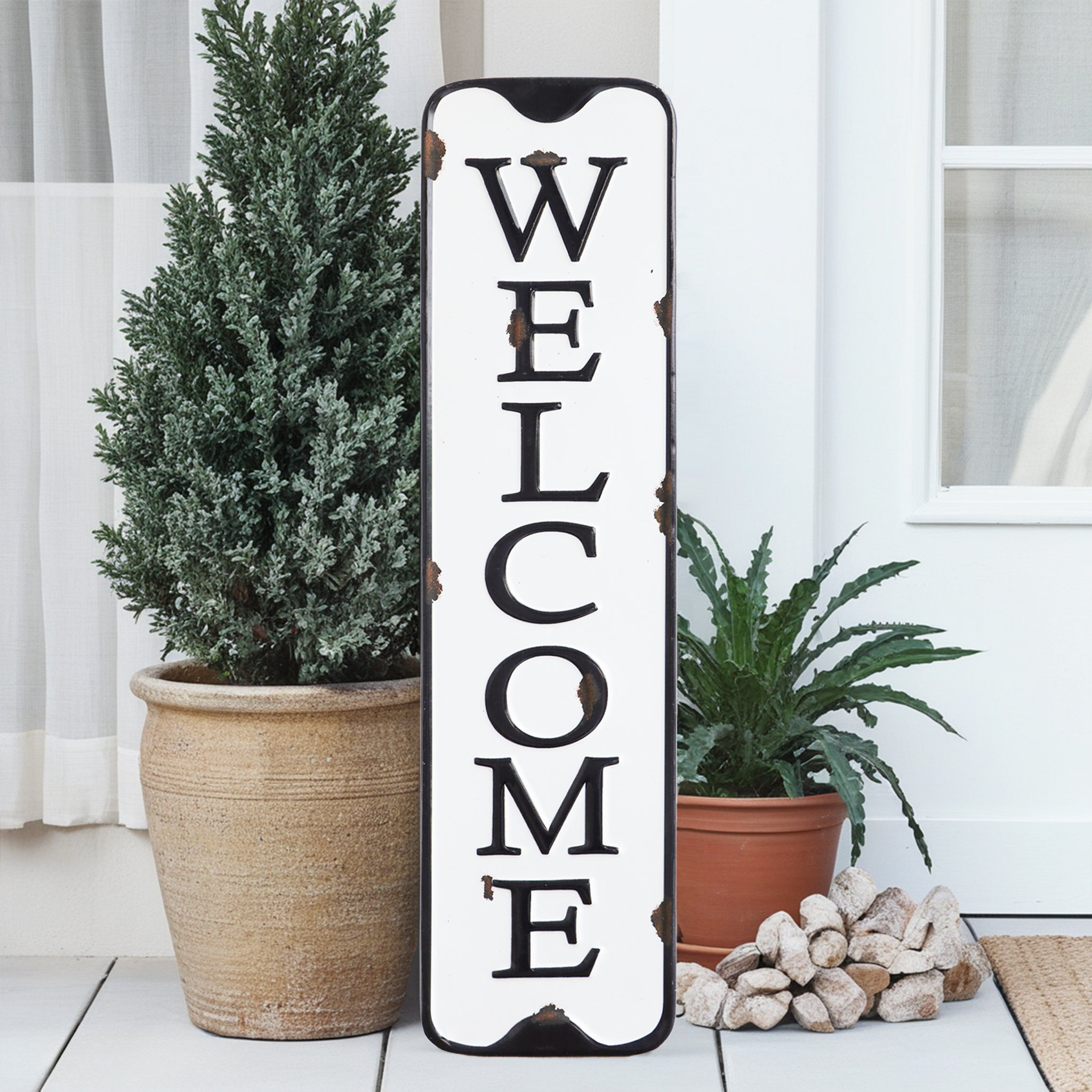 Gracie Oaks Rustic Welcome Embossed Metal Printing Wall Sign & Reviews ...