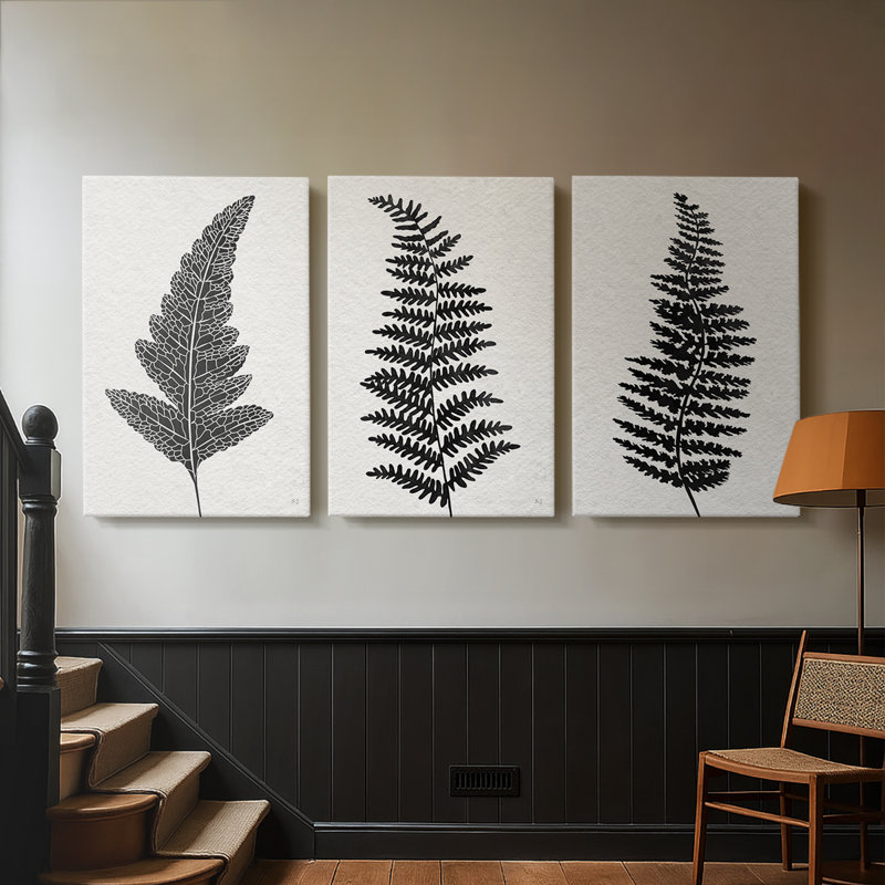 Forest Fern I - toile tendue sur mesure - 3 pièces, H 48 po x l 96 po