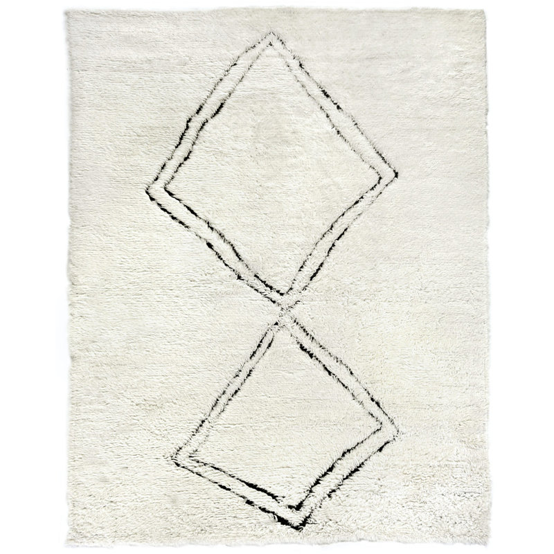Moroccan Wool Geometric Area Rug, Rectangle 10' x 14'
