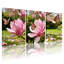 Ensemble de 3 tableaux sur toile tendue représentant des fleurs de magnolia rose et des papillons, pour la décoration du salon et de la chambre à coucher.-869195778
