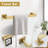 Bathroom Hardware Set - 5 Piece SUS304 Stainless Steel Towel Bar, Ring, Toilet Paper Holder & Hooks - Rustproof Wall Mounted Bath Accessories With Modern Square Design-116176370