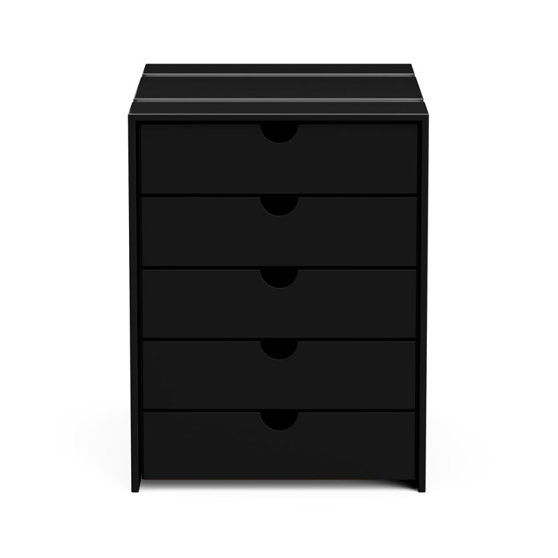 File Cabinet Shelf Organizing Box Settrays 5 Drawers Closed, Black