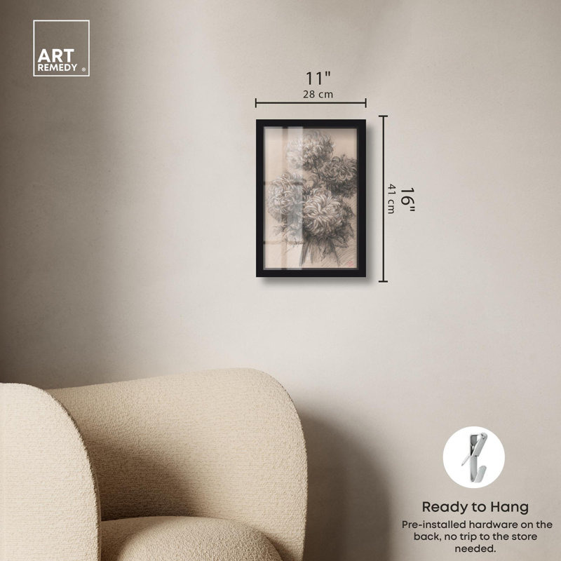 «Ghost Flowers Shadowbox Print» par Art Remedy, Noir, H 16 po x l 11 po