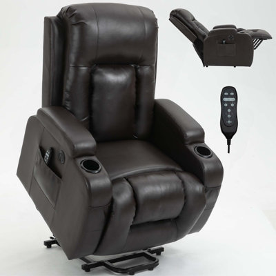 Infinite Position Up To 350 Lbs Power Lift Recliner Chair For Elderly, Heavy Duty Motion Mechanism With 8-Point Vibration Massage And Lumbar Heating, Usb Charging Port, Cup Holders