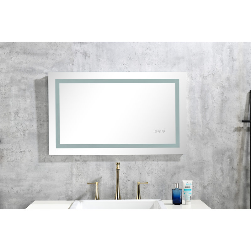 Grand miroir de salle de bain à DEL 32 po x 24 po à 3 lumières à mémoire de forme à brouillard à intensité variable