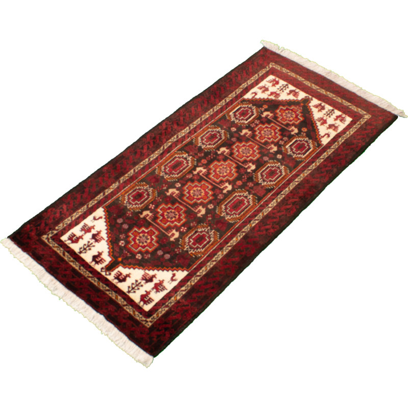 One-of-a-Kind 3'3" x 6'10" 1980s Runner Wool Area Rug in Red