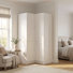 Armoire d'angle en L, armoire d'angle autoportante avec tringle et compartiments de rangement pour rangement pour vêtements de chambre à coucher