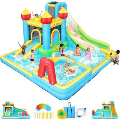 12.9' X 12.5' Inflatable Bounce House, Water Slide Bounce Castle With Blower,
