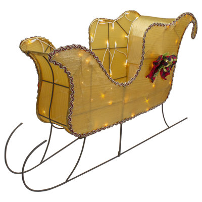 Lighted Gold Shiny Christmas Sleigh Outdoor Yard Decoration 36-inch