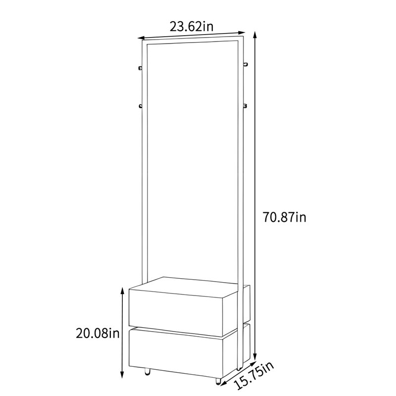 Durable Wooden Coat Rack with Noise-Free Drawers