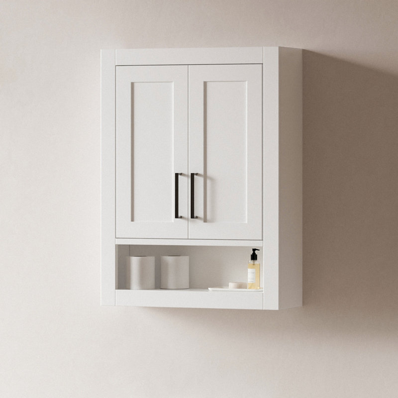 Armoire murale en bois massif H 31 po x l 23,1 po, H 31 po x l 23,1 po x P 21,5 po, Blanc / Blanc