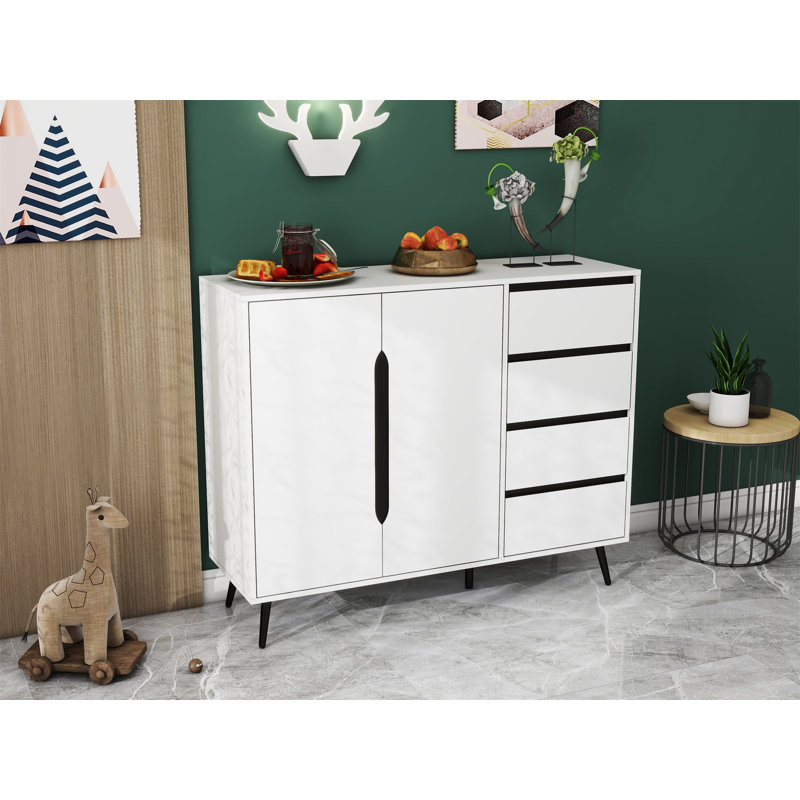 Armoire d'appoint moderne avec quatre tiroirs et deux portes