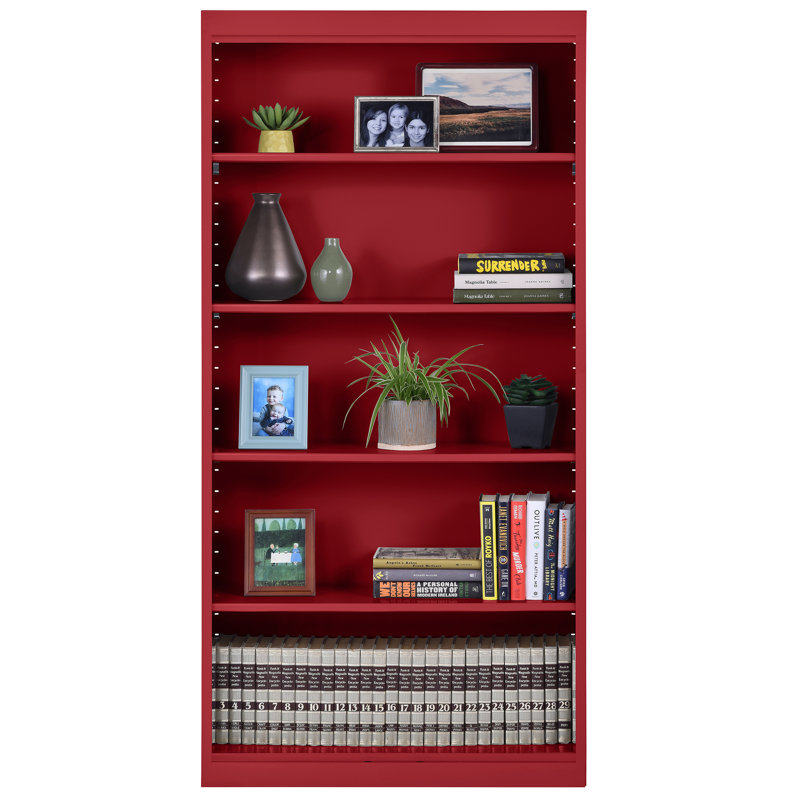 Adjustable Red 36"W x 12"D x 72"H Steel Bookcase