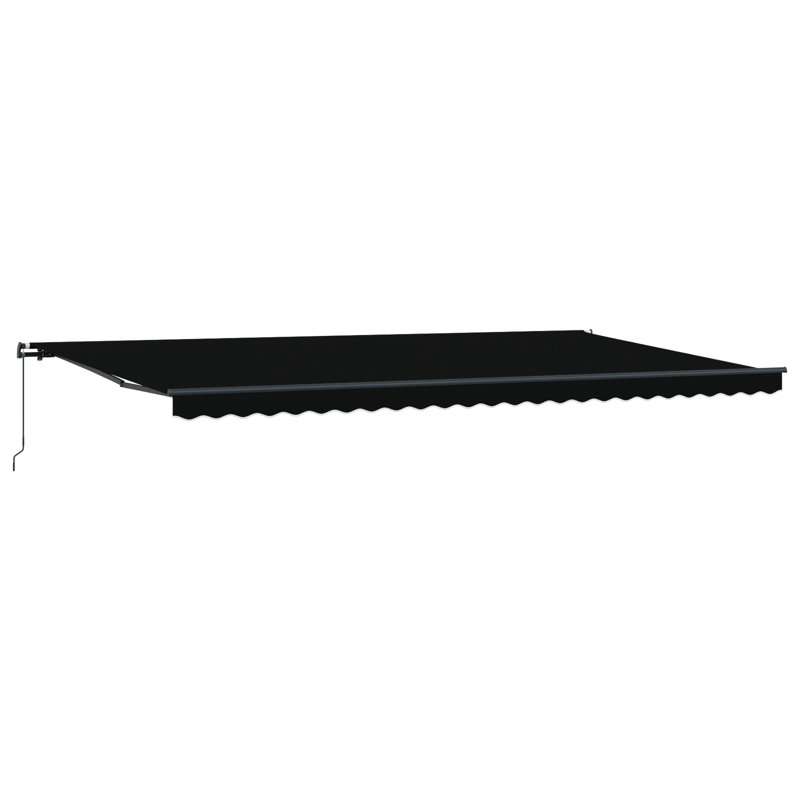 Brayden Studio Retractable Patio Awning, 600 cm W x 350 cm D, Black