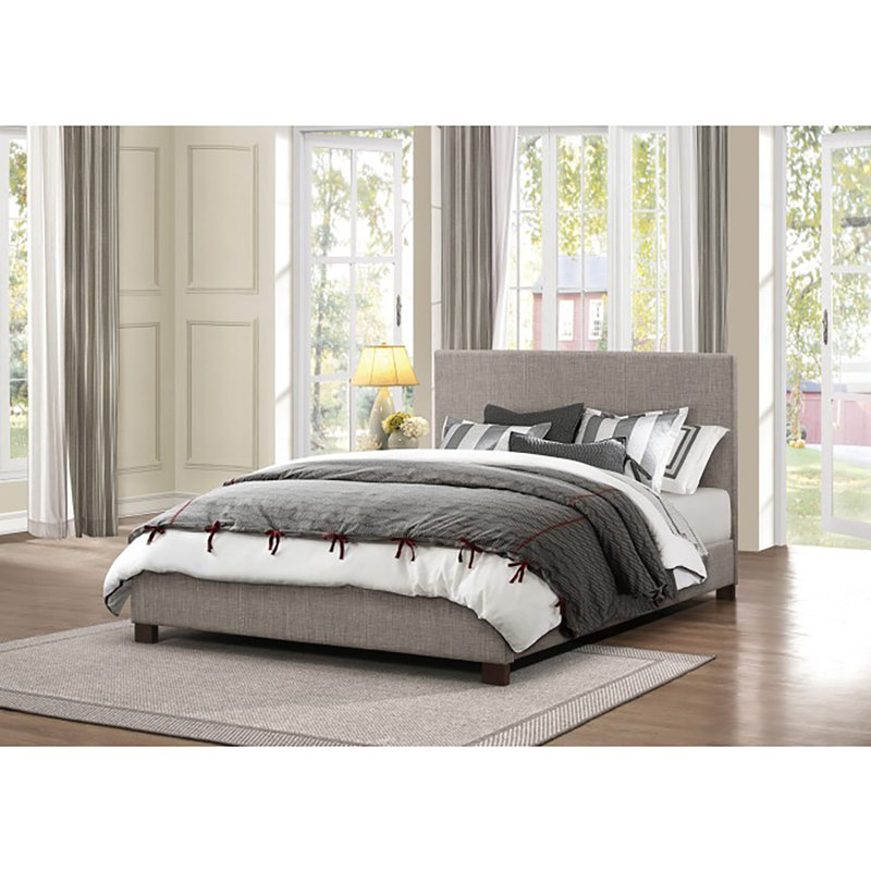 Lit plateforme tapissier Sadirah, Double, Taupe