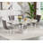 Round Faux Marble Dining Table Set, 47.24"-63" Extendable Oval Dining Table & Tufted Velvet Chairs, Modern Mirrored Kitchen Dining Room Table and Chairs Set-1973735858-1973735857