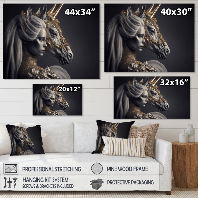 " Glamourous Unicorn II ", 12" H x 20" W x 1" D, Wrapped Canvas