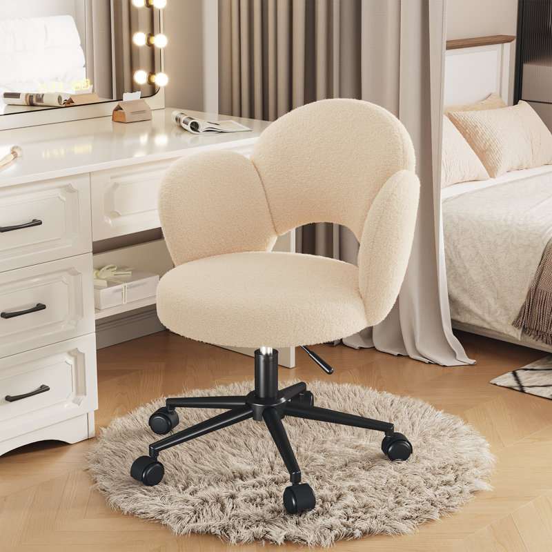 Chaise de bureau à dossier réglable avec hauteur et pivotant Lovely Petal, Jaune maïs