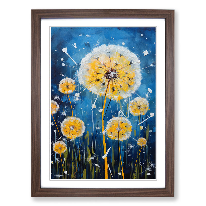 Dandelion Expressionism No.2 - Single Picture Frame Print on Wood, Walnut Framed, 46cm H x 34cm W