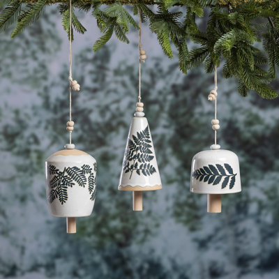 Cloche de jardin en céramique à feuilles, ensemble de 3