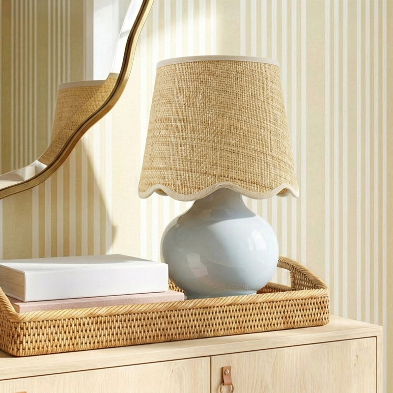 Lampe Momsen, H 13 po x l 8 po x P 8 po, Bleu clair, Naturel