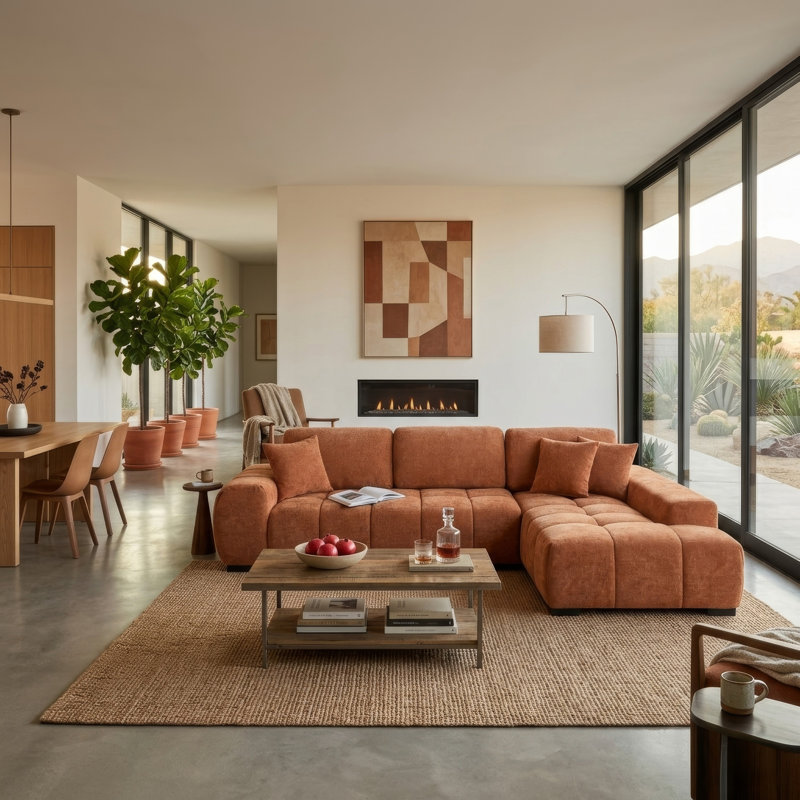 Canapé modulaire Haye, Orange Polyester Bland