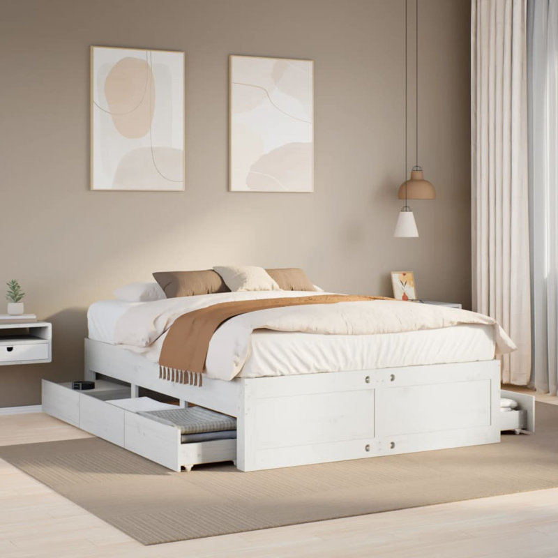 Lagarde Solid Wood Bed Frame, 140 x 220 cm, White