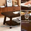 Table basse moderne en placage de noyer avec tablette inférieure, pieds en bois d'hévéa massif, grande console de 47 po pour le salon