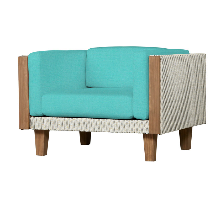 Catalina Outdoor Teak Lounge Chair, Loveboat Saffron, Antique White