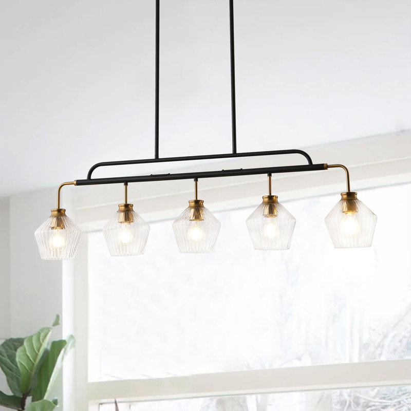 Luminaire suspendu 5 lumières réglable en fer noir mat