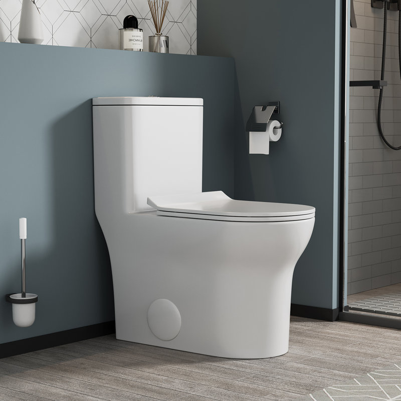 1.1/1.6 GPF Elongated One-Piece Toilet 16.3 ADA Height Floor Mounted With Soft Close Seat, CUPC Watersense Cetified, Ceramic, White