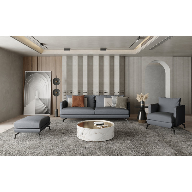 Unic 3 Seater Sofa, Grey Polyester