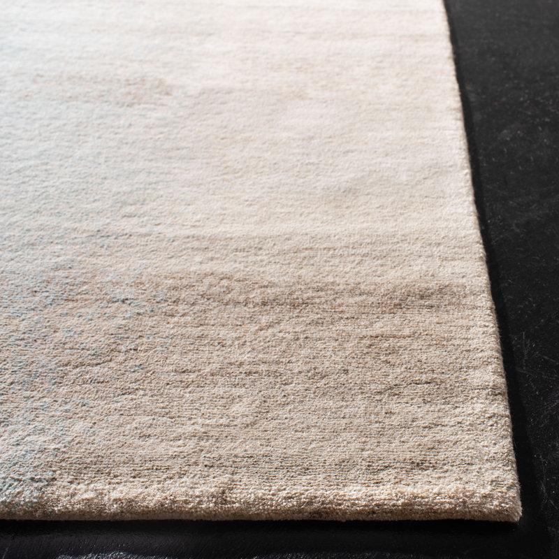 Multicolor Geometric Hand-Knotted Wool and Silk 6' x 9' Rug