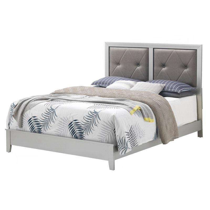 Charming Espresso Bed With Transitional Design, Queen, Champagne