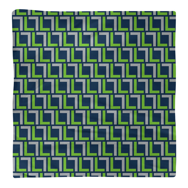 Serviette de luxe Seattle Throwback Football, 10 po x 10 po, Bleu marine collège / vert action / gris loup, polyester