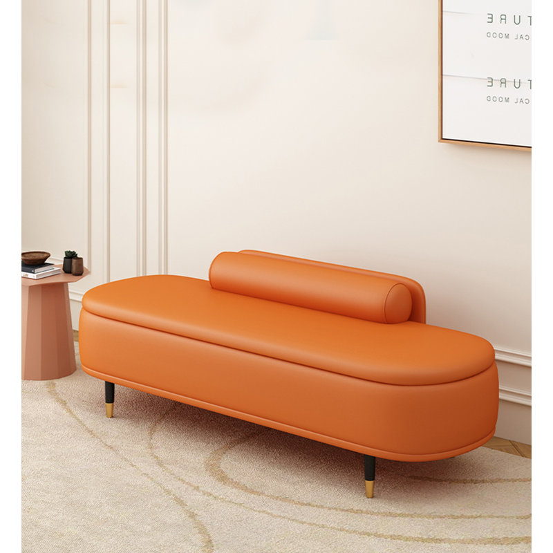 Repose-pieds scandinave avec dossier en cuir