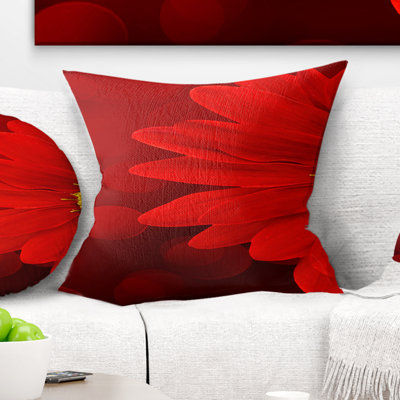Red Flower with Lit up Background - Floral Printed Throw Pillow