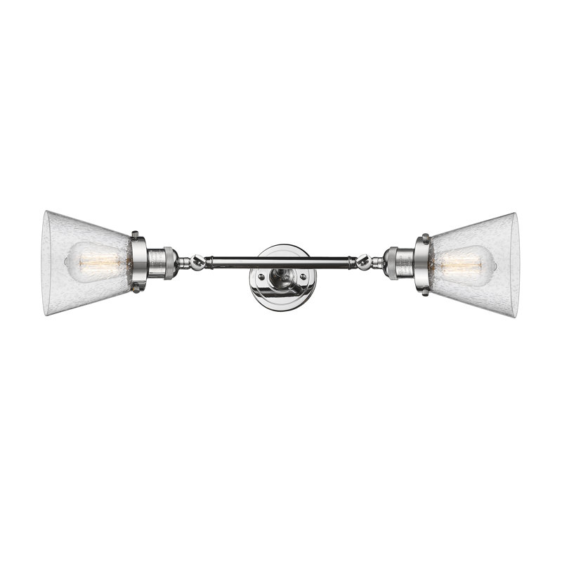 Éclairage de meuble-lavabo inclinable 2 lumières Cone, Ampoule à DEL rétro de 6 watts, Grainé, Chrome poli
