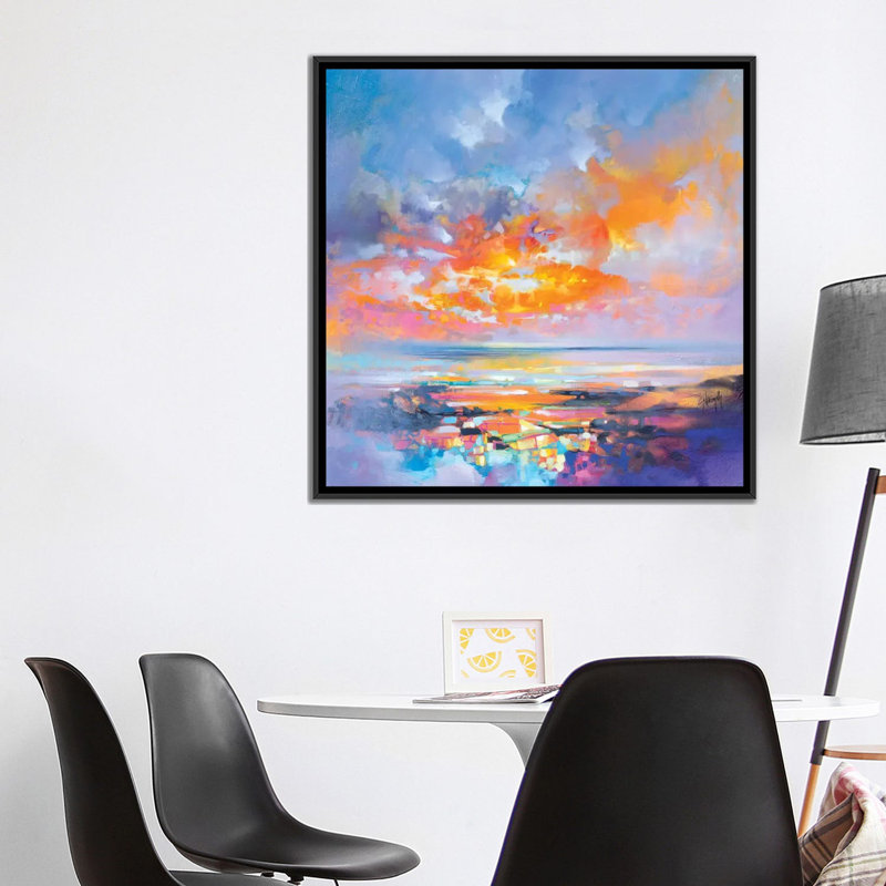 « hebridean particles », impression sur toile, H 18 po x l 18 po x P 1,5 po, Toile avec cadre noir, Pas de tapis